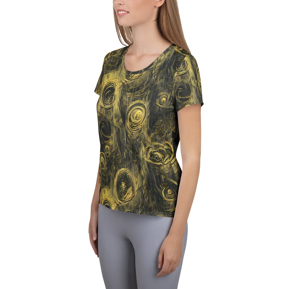 Gilded Spiralwork on Women's Athletic T-Shirt — Left