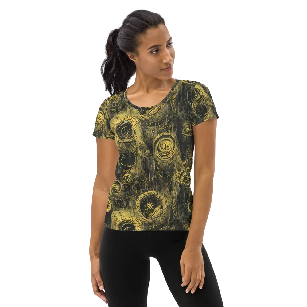 Gilded Spiralwork on Women's Athletic T-Shirt — Front