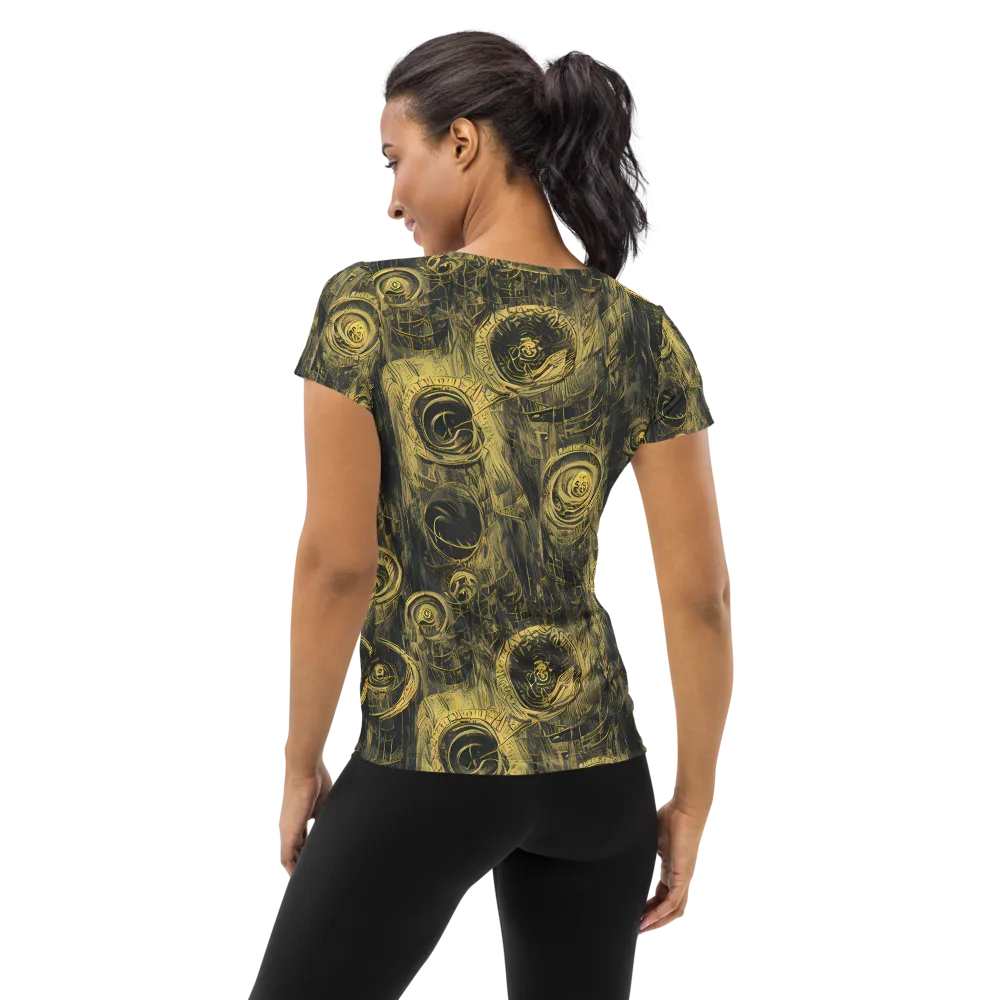 Gilded Spiralwork on Women's Athletic T-Shirt — Back