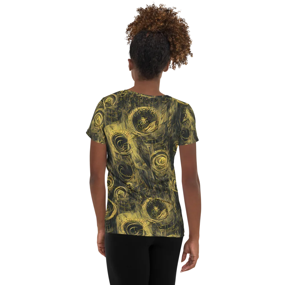 Gilded Spiralwork on Women's Athletic T-Shirt — Back