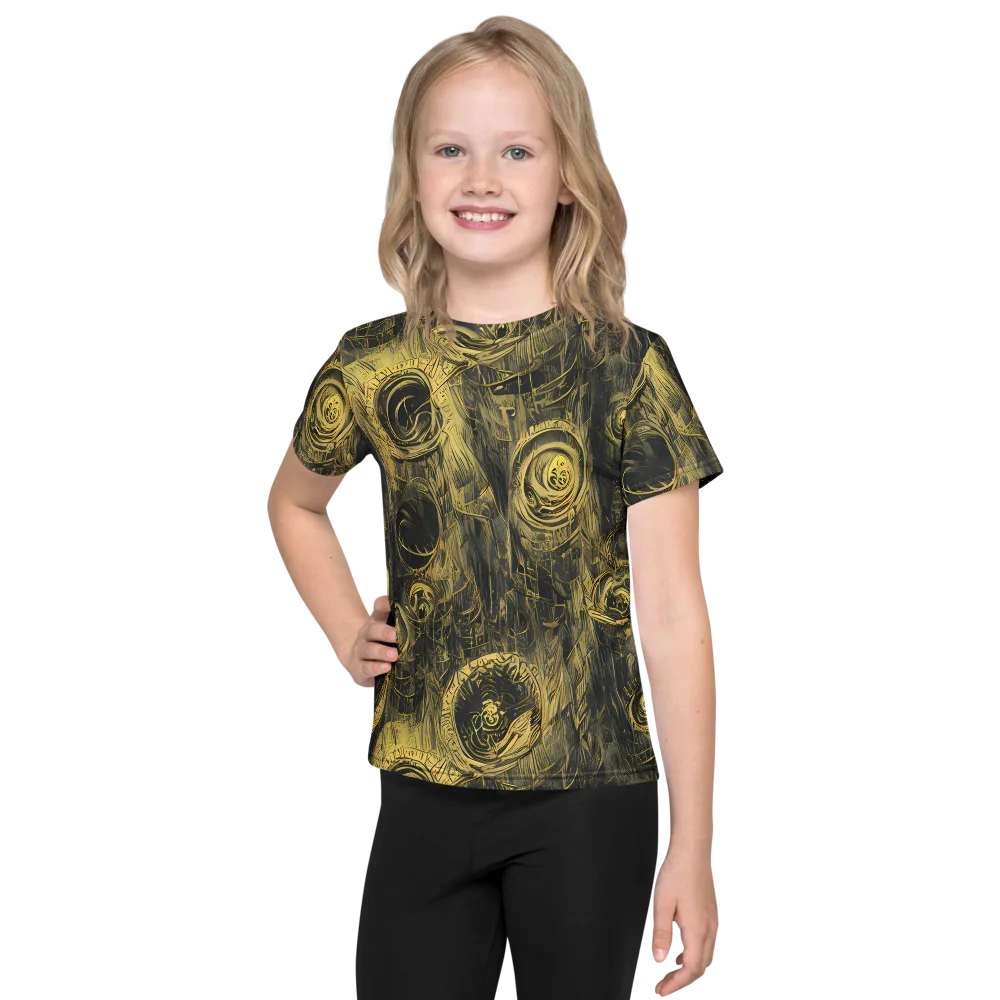 Gilded Spiralwork on Kids Crew Neck T-Shirt — Front