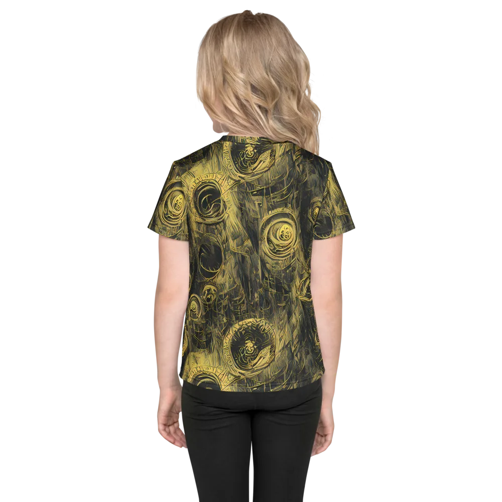 Gilded Spiralwork on Kids Crew Neck T-Shirt — Back