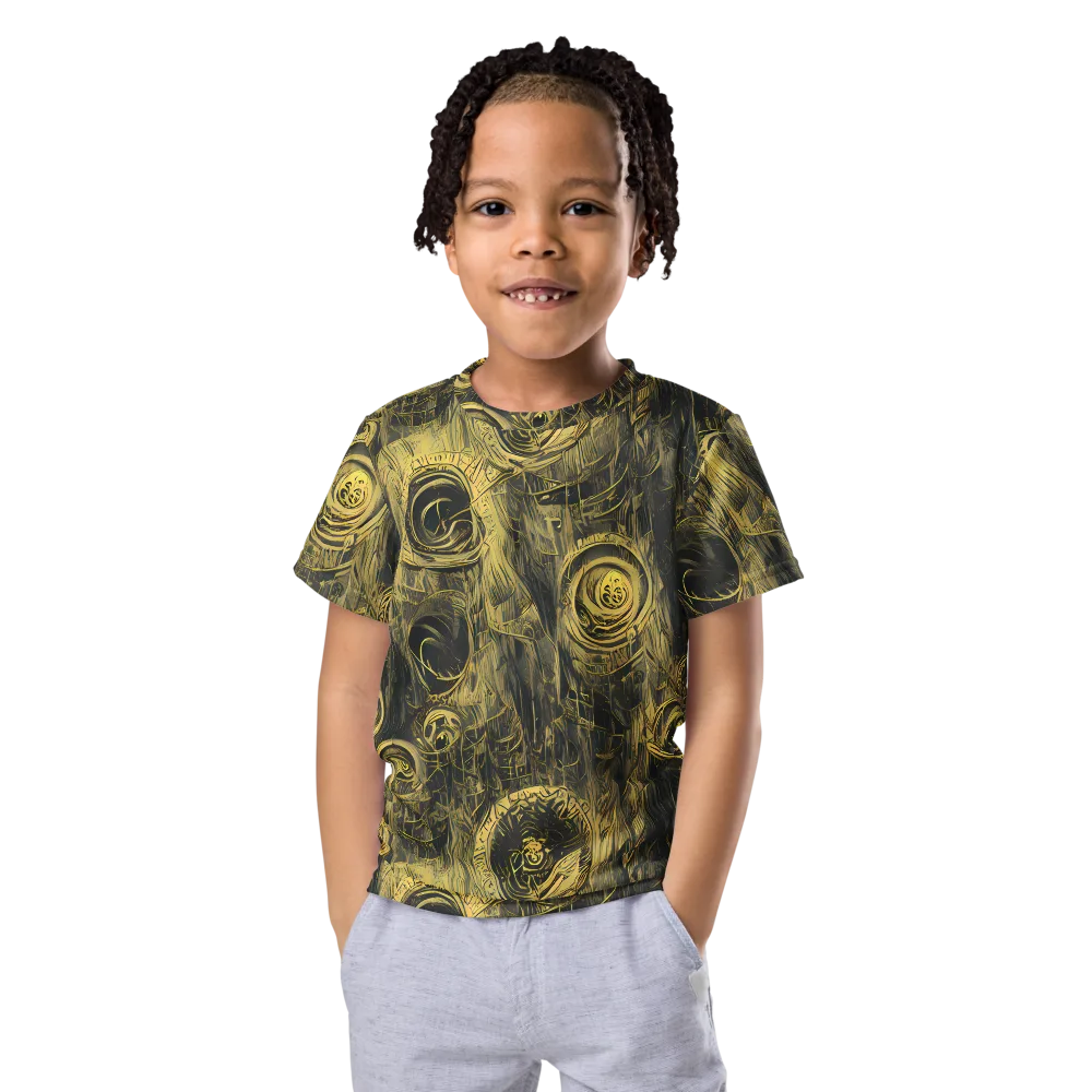 Gilded Spiralwork on Kids Crew Neck T-Shirt — Front