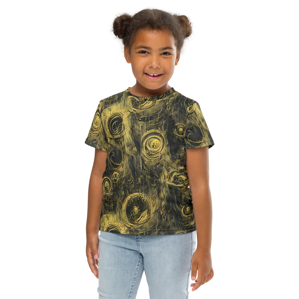 Gilded Spiralwork on Kids Crew Neck T-Shirt — Front