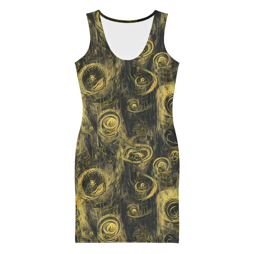 Gilded Spiralwork on Bodycon Dress — Front