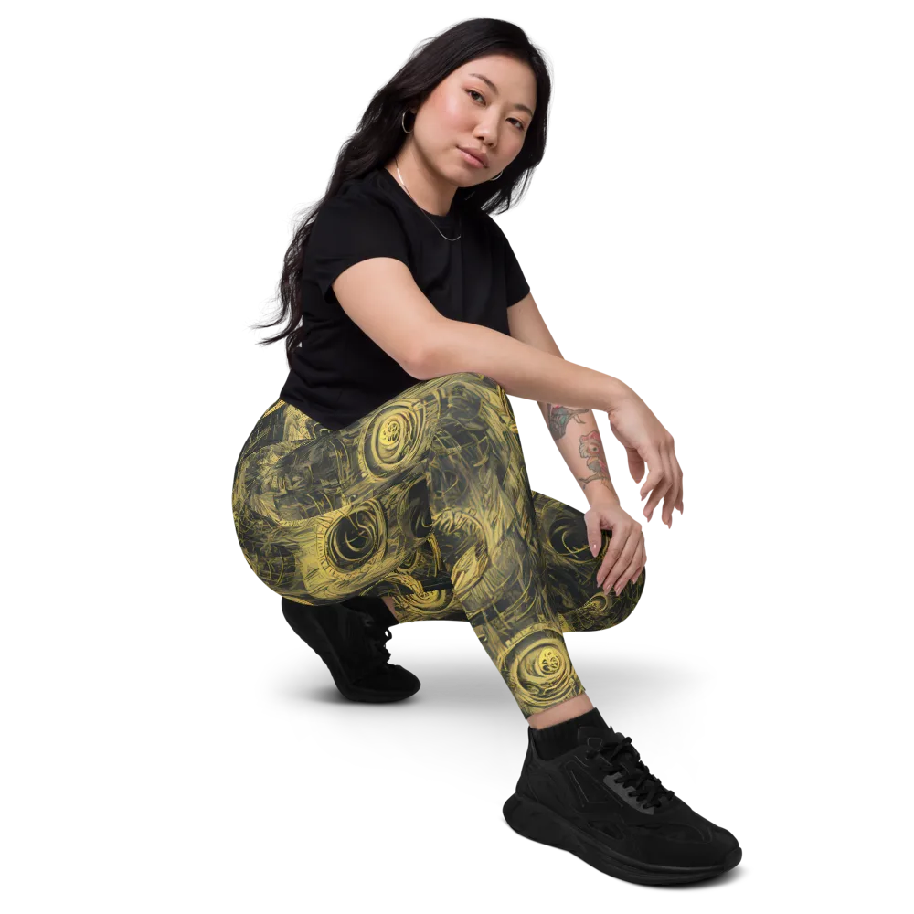 Gilded Spiralwork on Leggings with Pockets — Right Front