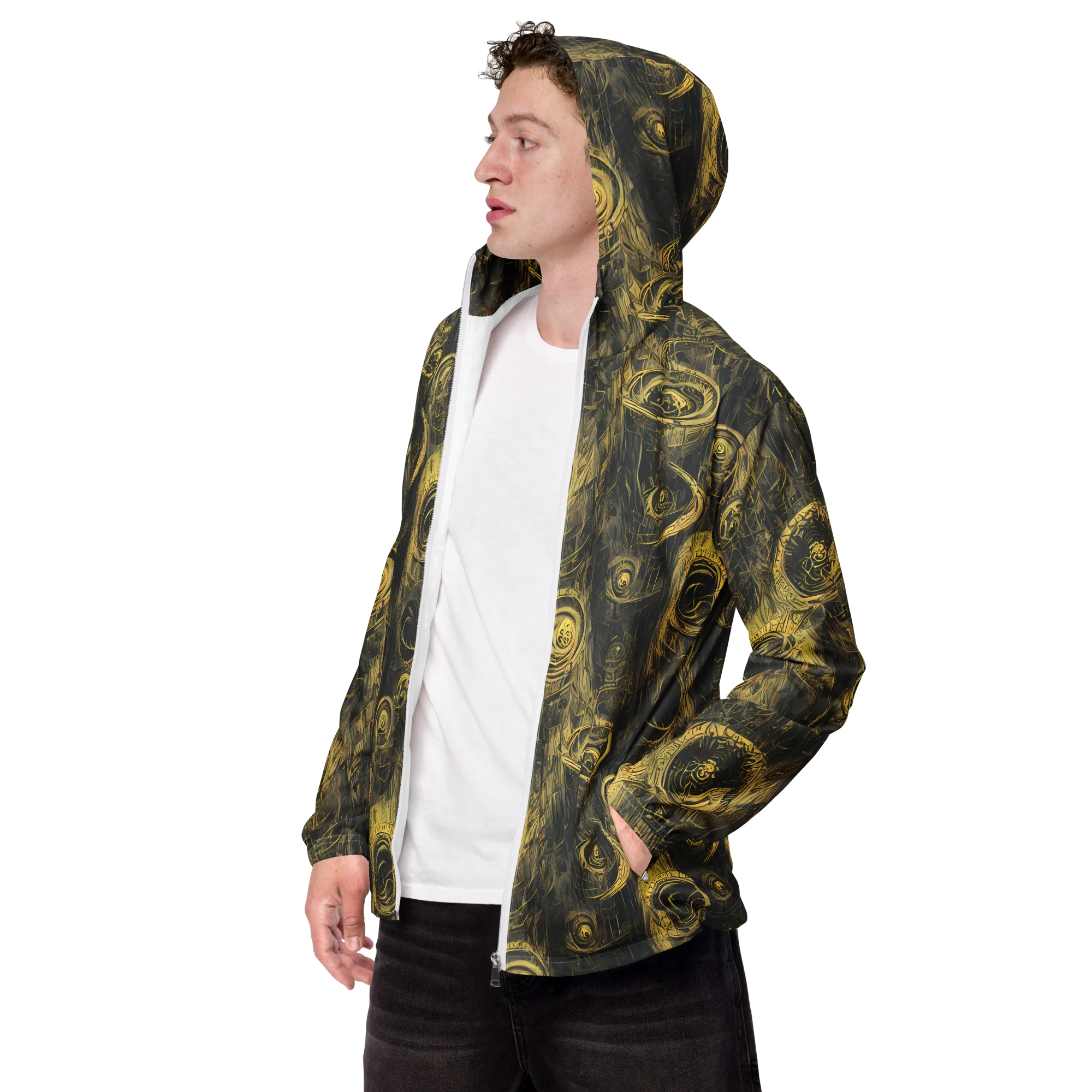 Gilded Spiralwork on Men's Windbreaker — Left Front
