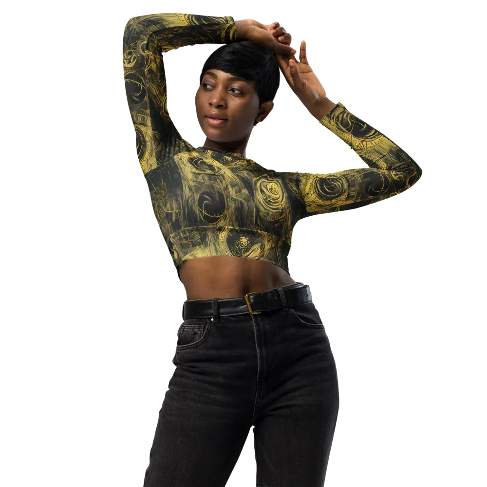 Gilded Spiralwork on Long Sleeve Crop Top — Front
