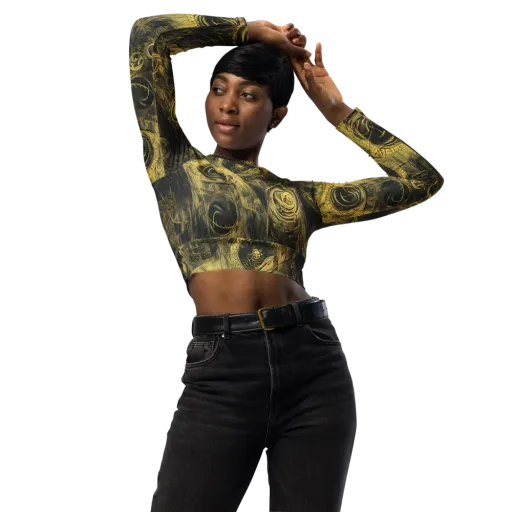 Gilded Spiralwork on a Long Sleeve Crop Top