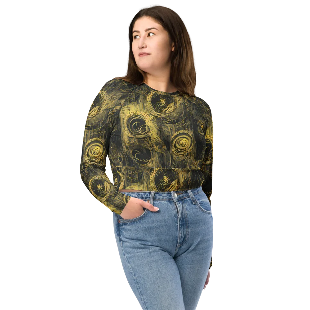Gilded Spiralwork on Long Sleeve Crop Top — Front