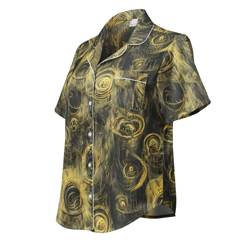 Gilded Spiralwork on Women's Short Sleeve Pajama Top — Left Front