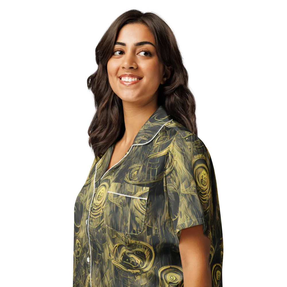 Gilded Spiralwork on Women's Short Sleeve Pajama Top — Left Front