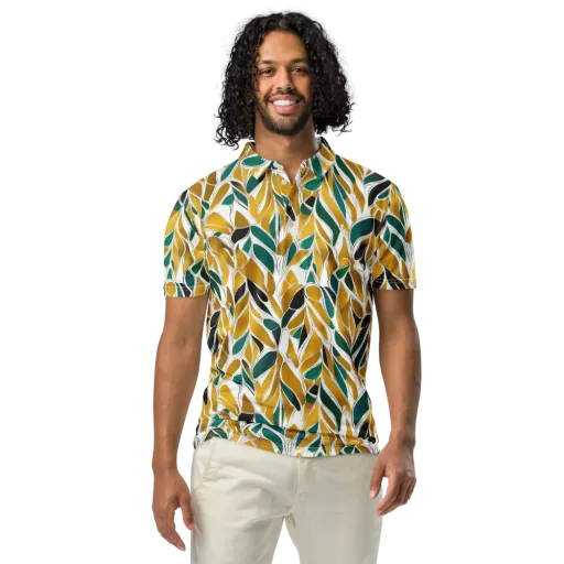 Verdant Marigold on a Men's Slim Fit Polo Shirt
