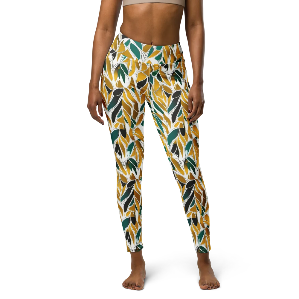 Verdant Marigold on Yoga Leggings — Front