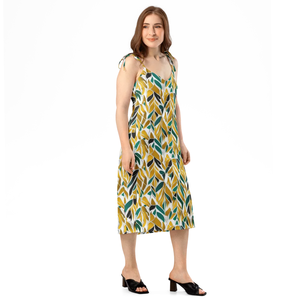 Verdant Marigold on Slip Dress — Right Front
