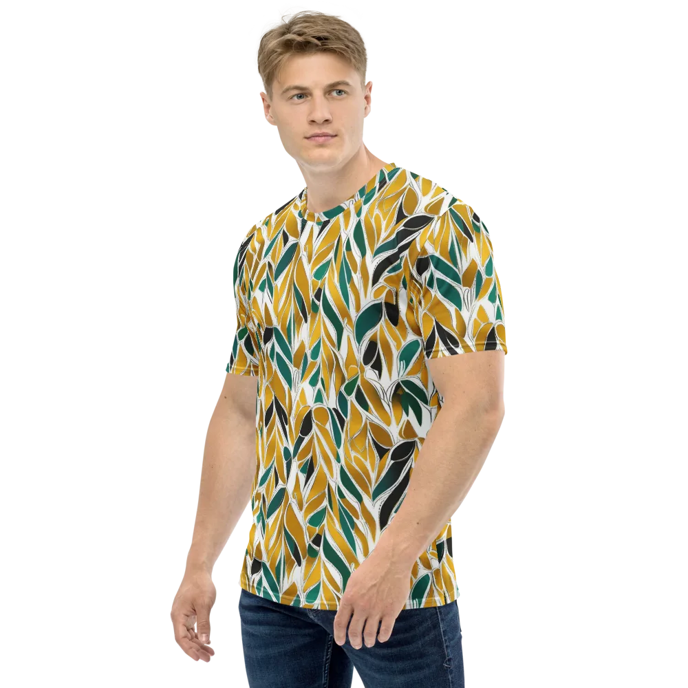 Verdant Marigold on Men's Crew Neck T-Shirt — Left