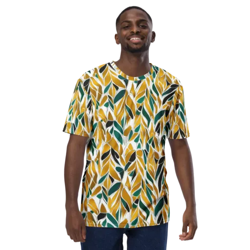 Verdant Marigold on a Men's Crew Neck T-Shirt
