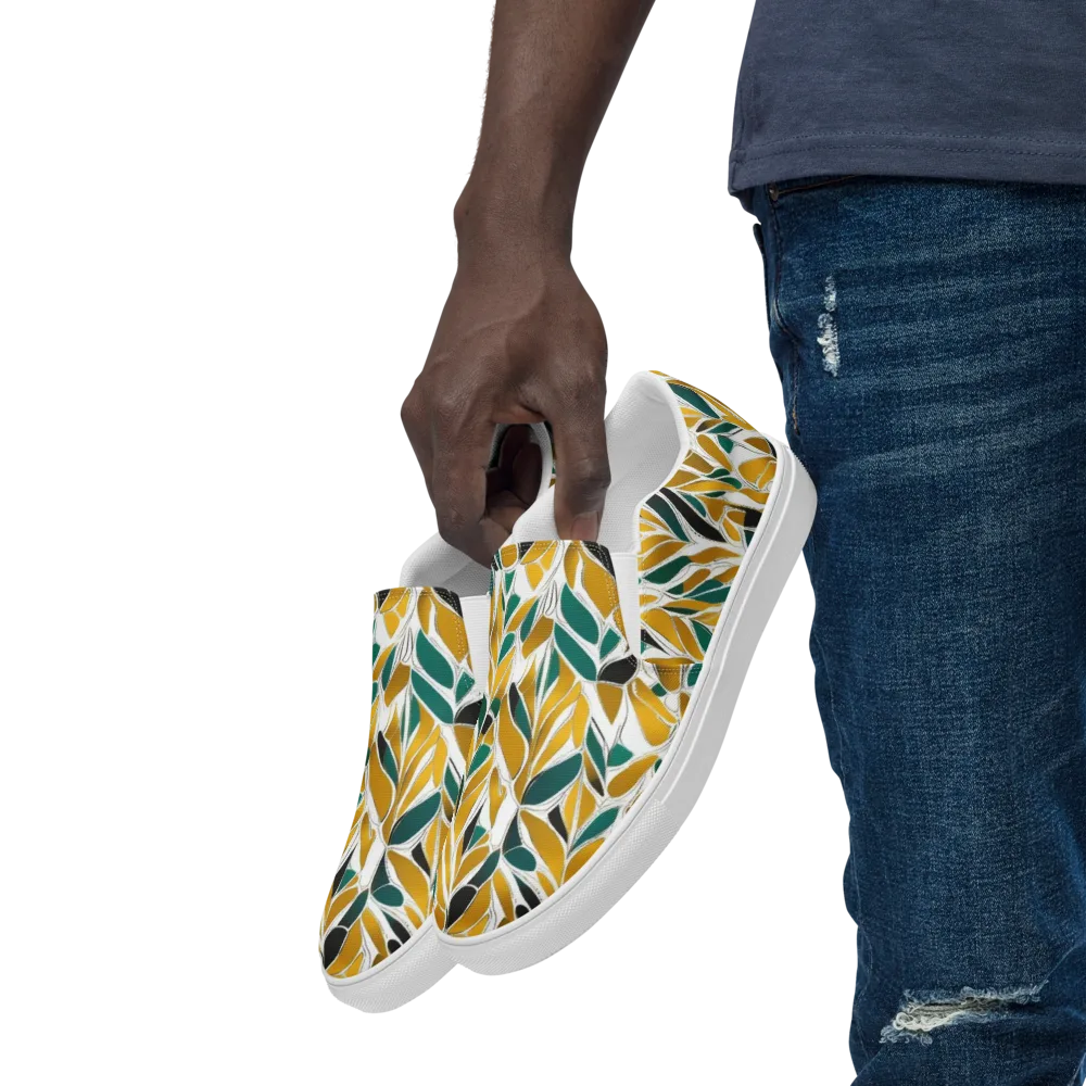 Verdant Marigold on Men's Slip-On Canvas Shoes — Left Front