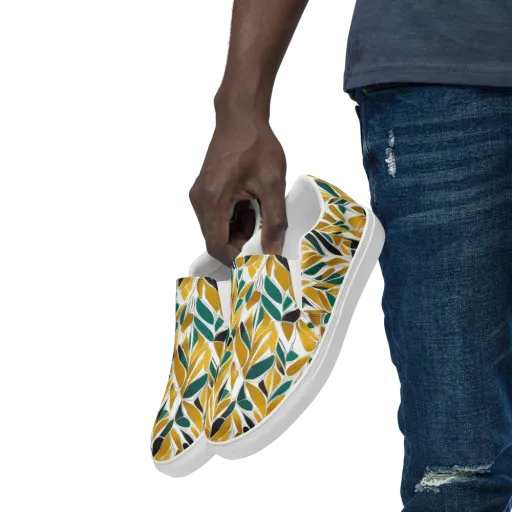 Verdant Marigold on a Men's Slip-On Canvas Shoes