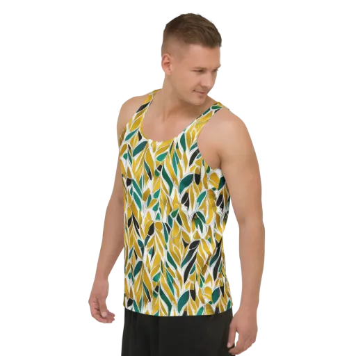 Verdant Marigold on a Men's Tank Top