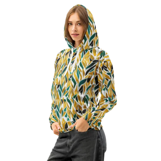 Verdant Marigold on a Cotton Hoodie