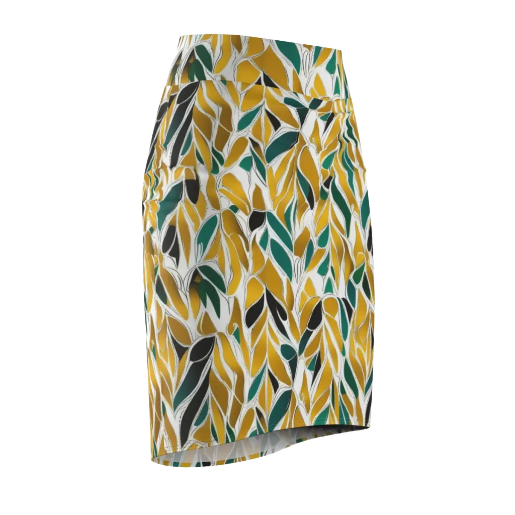 Verdant Marigold on Pencil Skirt — Front Side