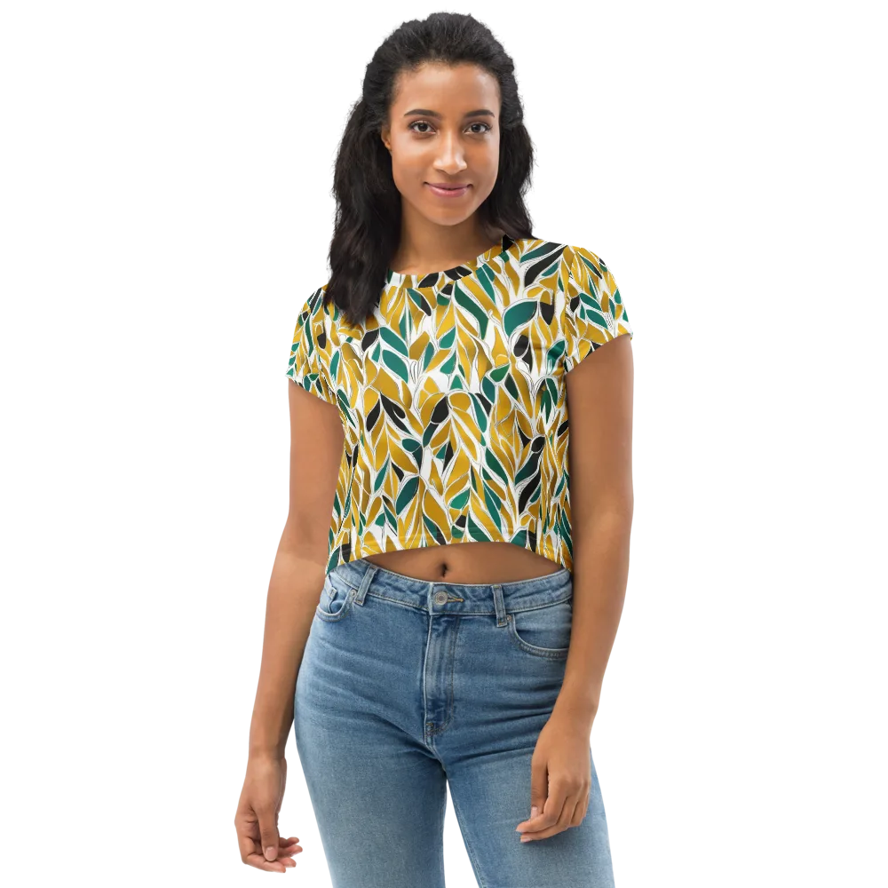 Verdant Marigold on Crop Tee — Front