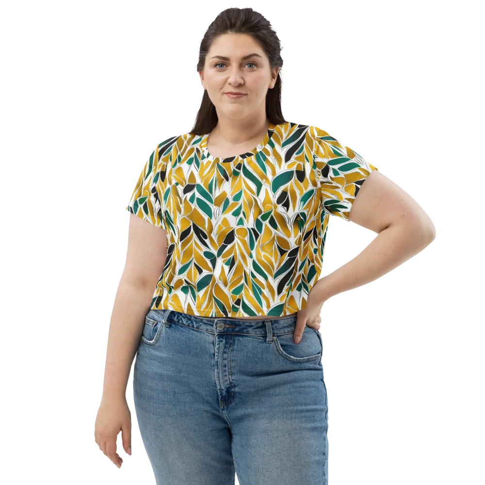 Verdant Marigold on Crop Tee — Front