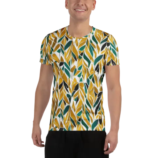 Verdant Marigold on a Men's Athletic T-Shirt