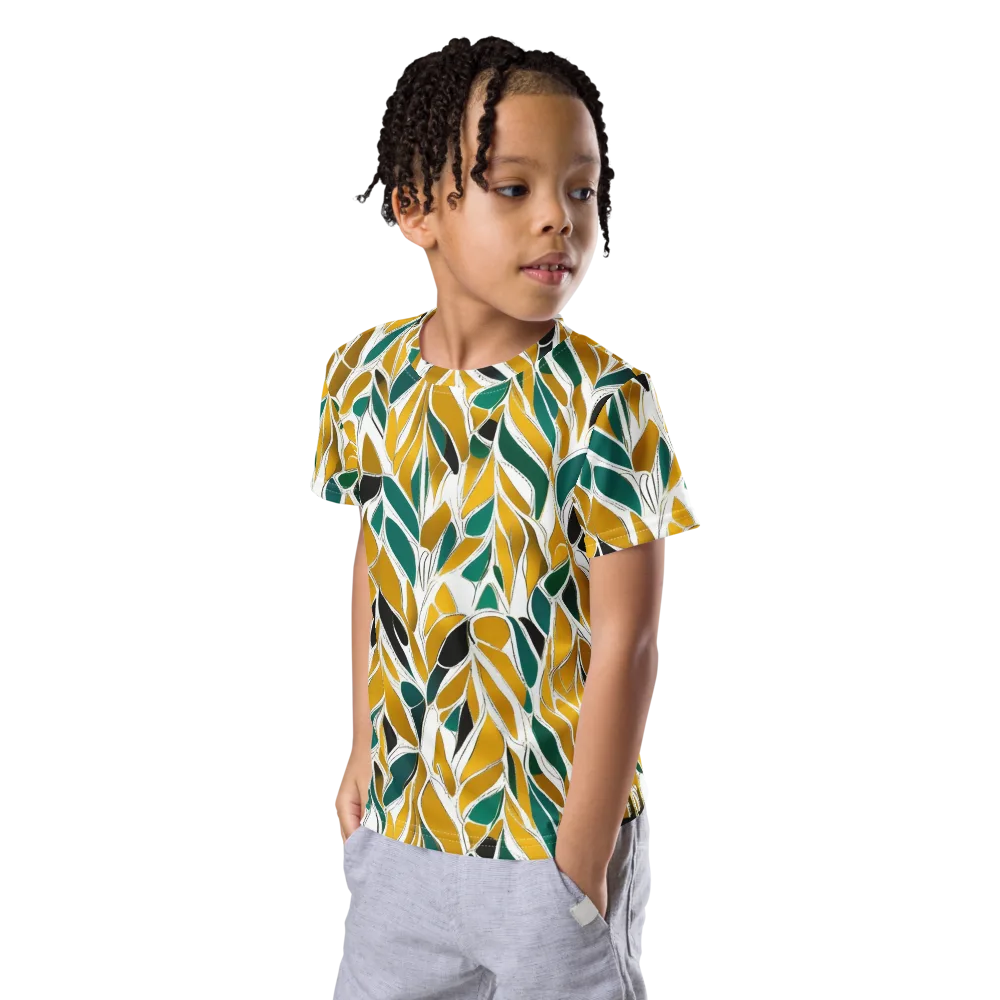 Verdant Marigold on Kids Crew Neck T-Shirt — Left Front