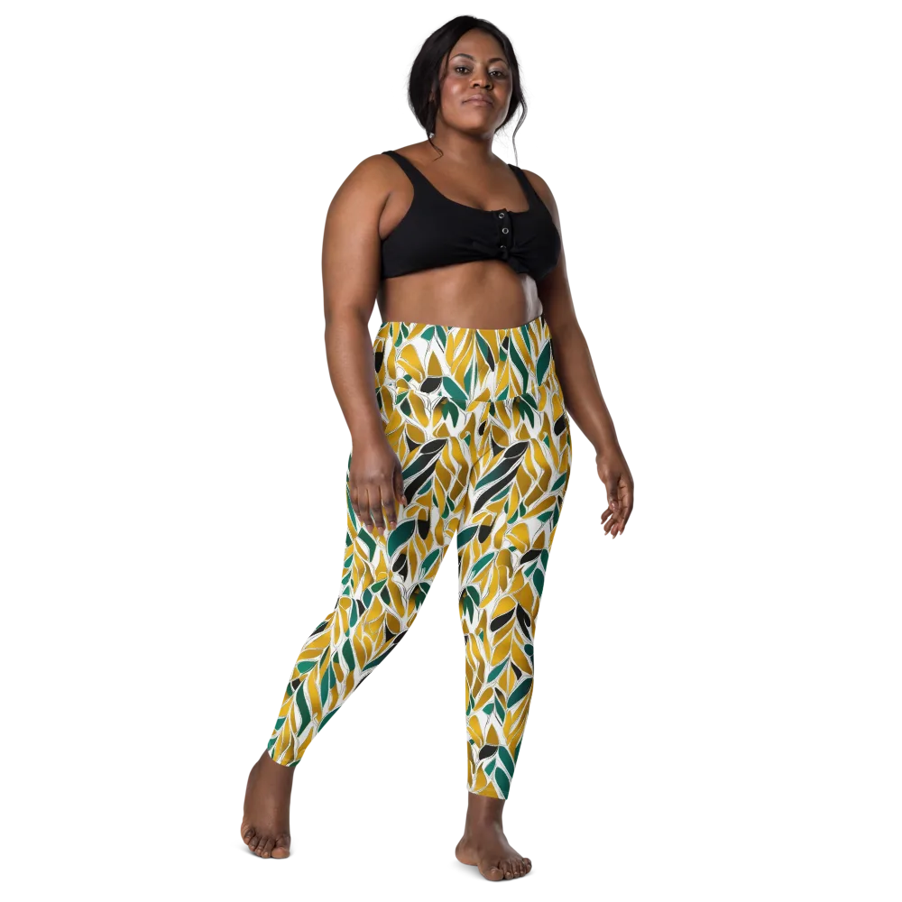 Verdant Marigold on Leggings with Pockets — Front