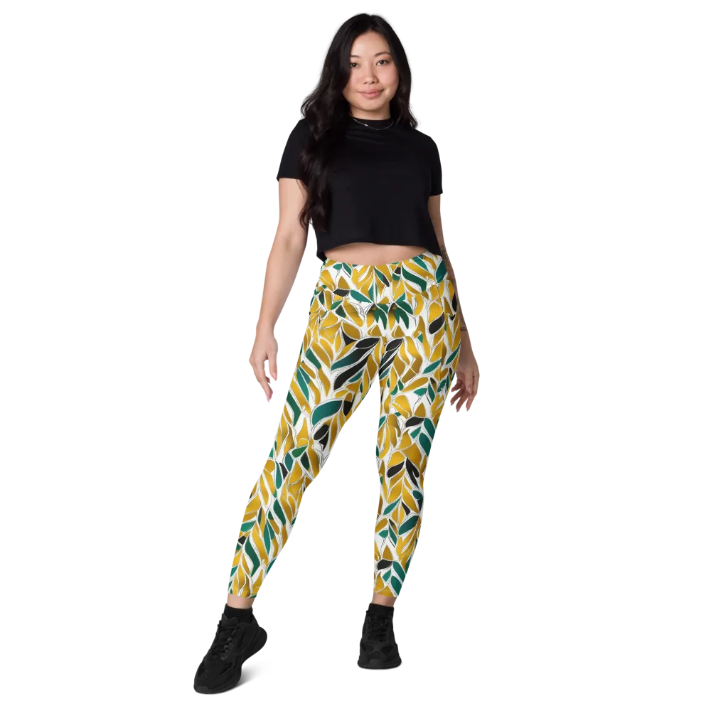 Verdant Marigold on Leggings with Pockets — Front