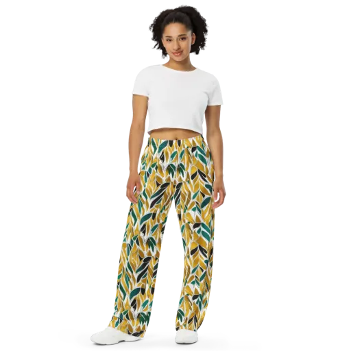 Verdant Marigold on a Wide-Leg Pants