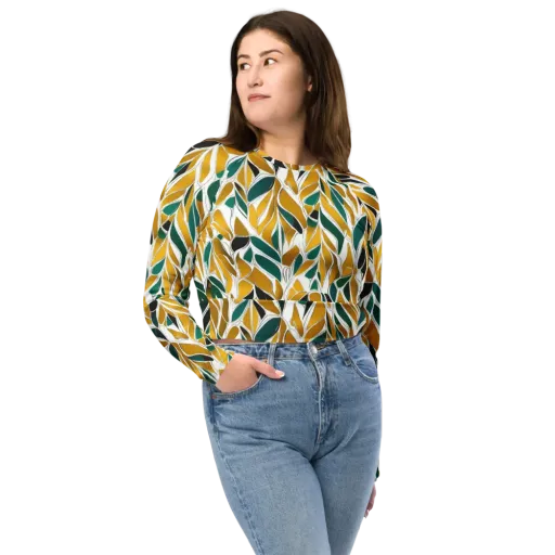 Verdant Marigold on a Long Sleeve Crop Top
