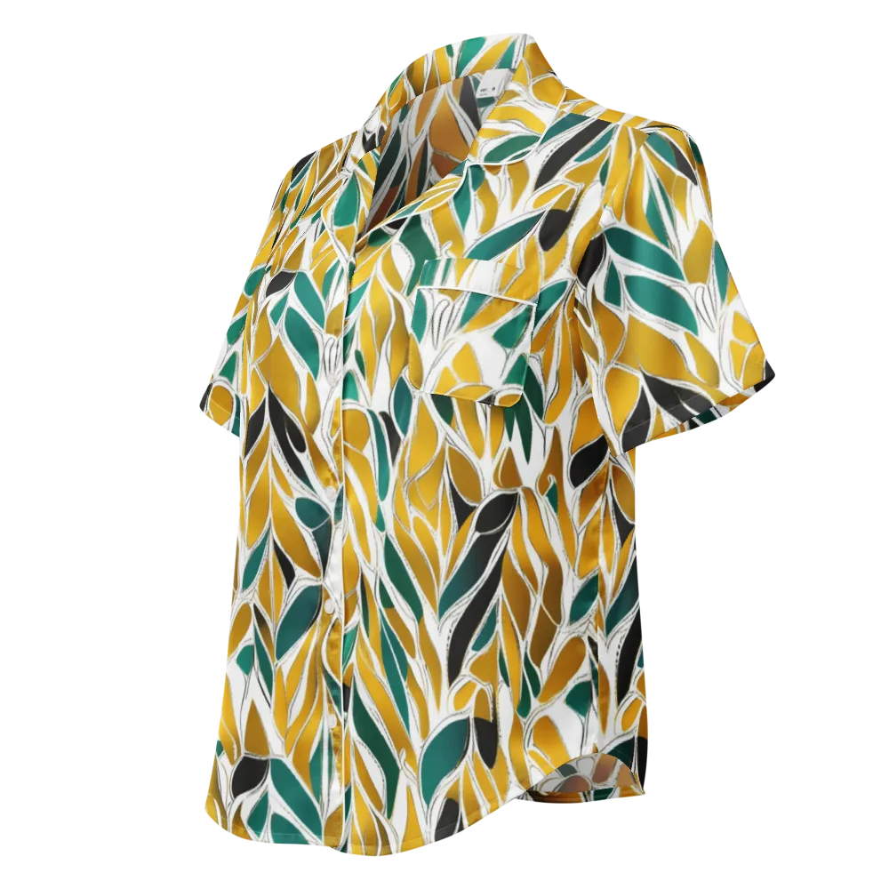 Verdant Marigold on Women's Short Sleeve Pajama Top — Left Front