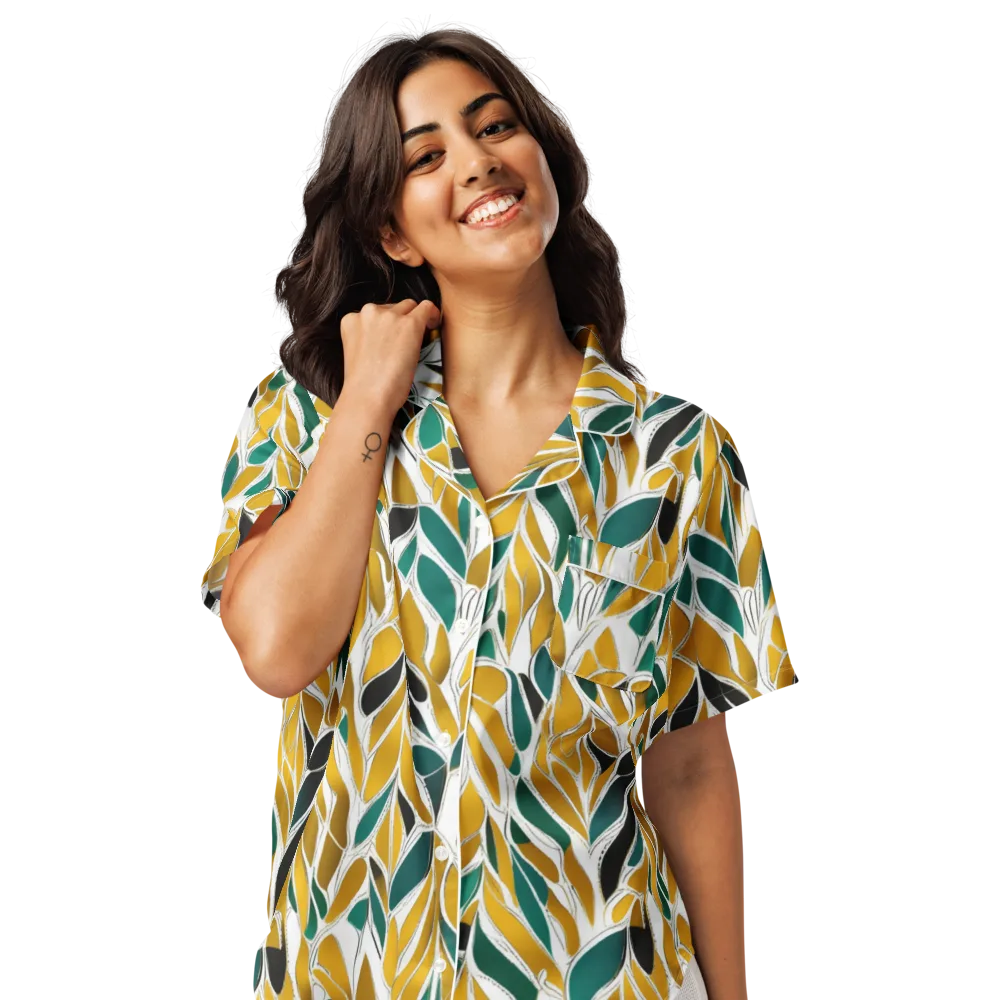Verdant Marigold on Women's Short Sleeve Pajama Top — Front