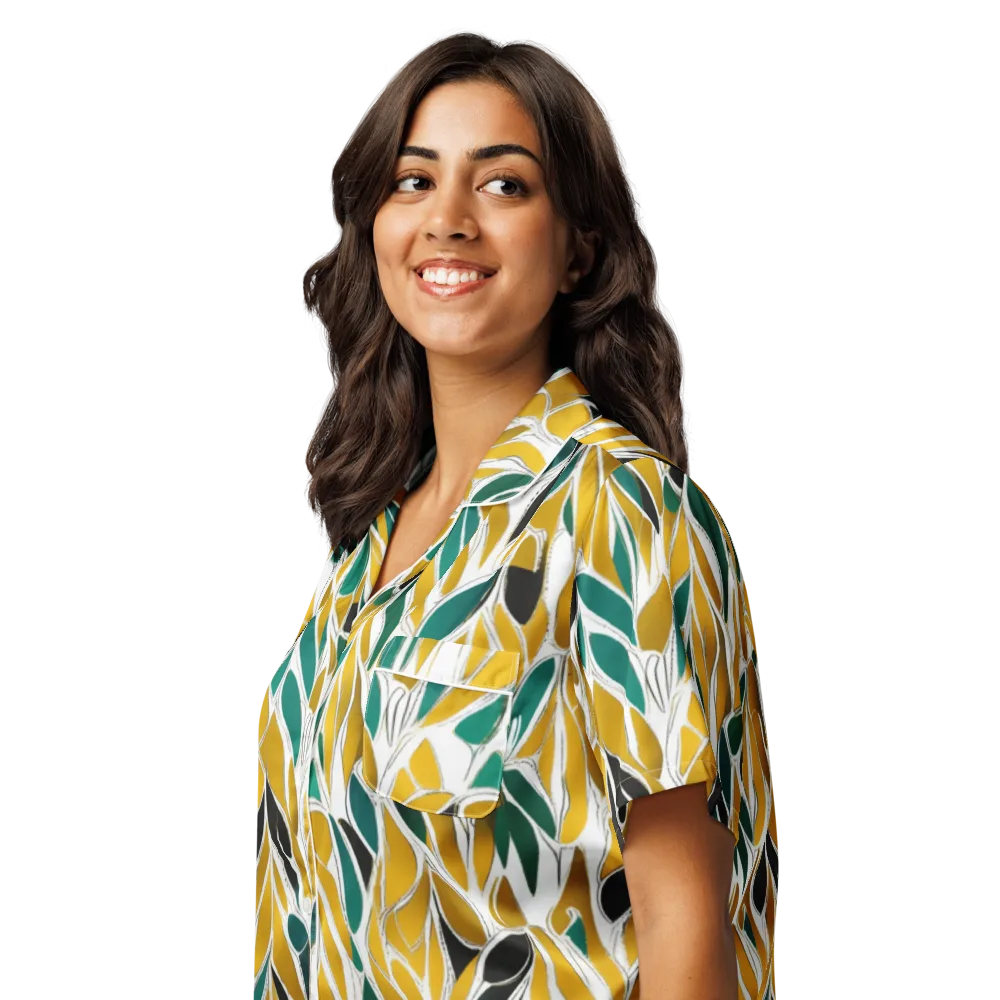 Verdant Marigold on Women's Short Sleeve Pajama Top — Left Front