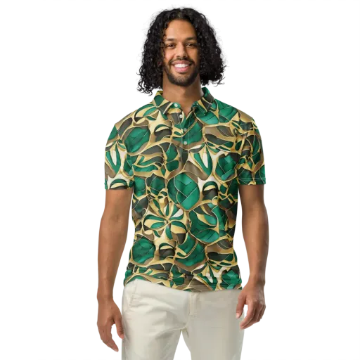 Jade Canopy on a Men's Slim Fit Polo Shirt
