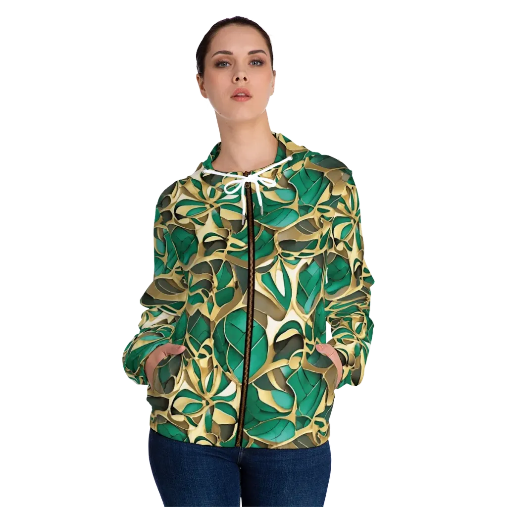 Jade Canopy on Women's Full-Zip Hoodie — Front On Person