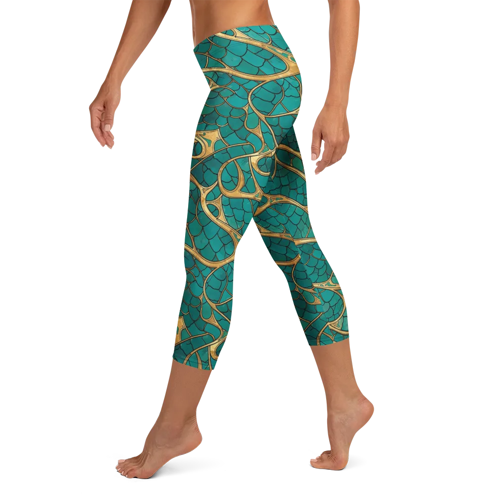 Mermaid Trellis on Capri Leggings — Left