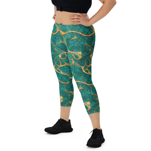 Mermaid Trellis on a Capri Leggings