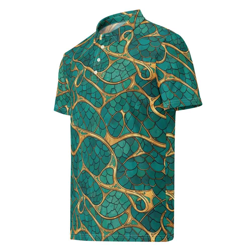 Mermaid Trellis on Men's Slim Fit Polo Shirt — Left Front