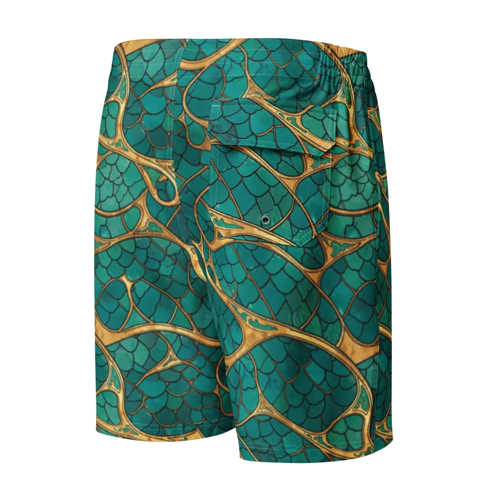 Mermaid Trellis on Men's Board Shorts — Back