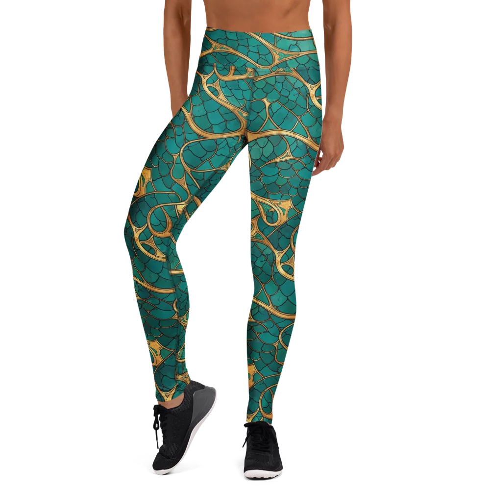 Mermaid Trellis on Yoga Leggings — Front