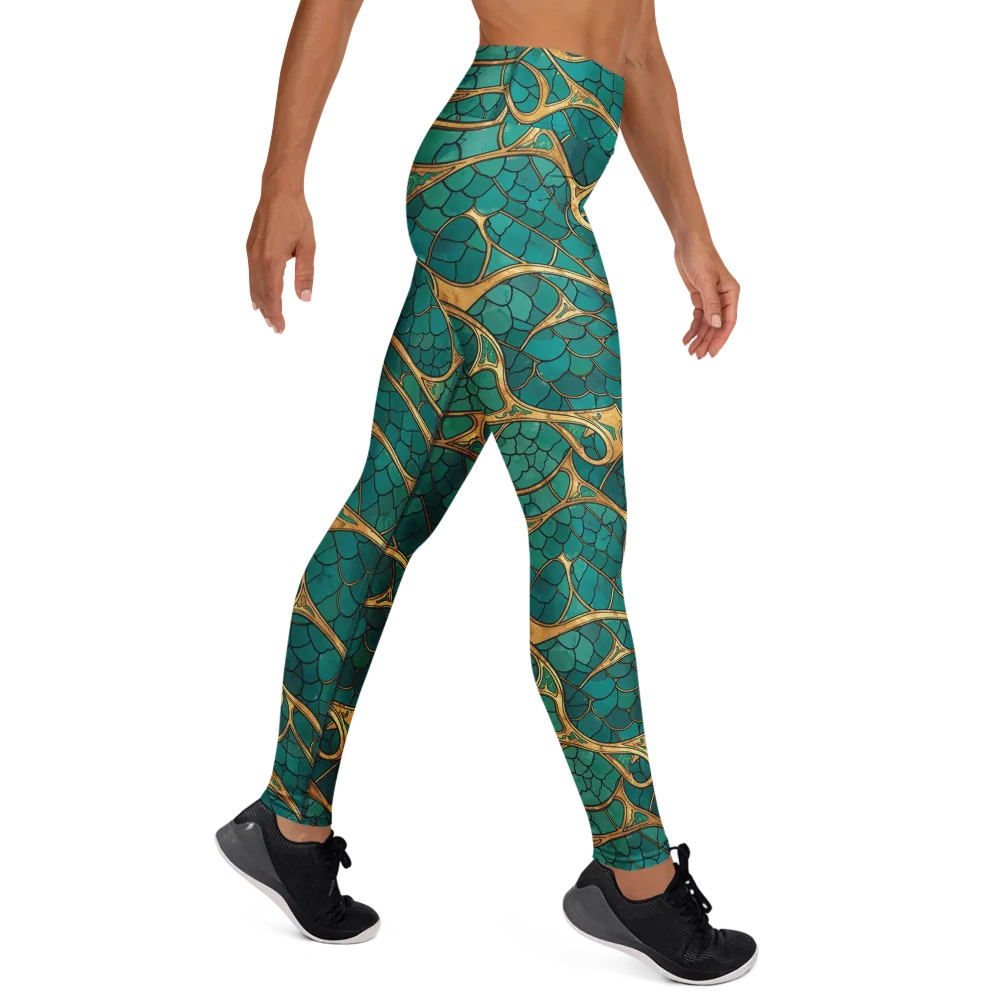 Mermaid Trellis on Yoga Leggings — Right