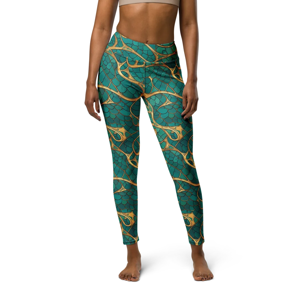 Mermaid Trellis on Yoga Leggings — Front