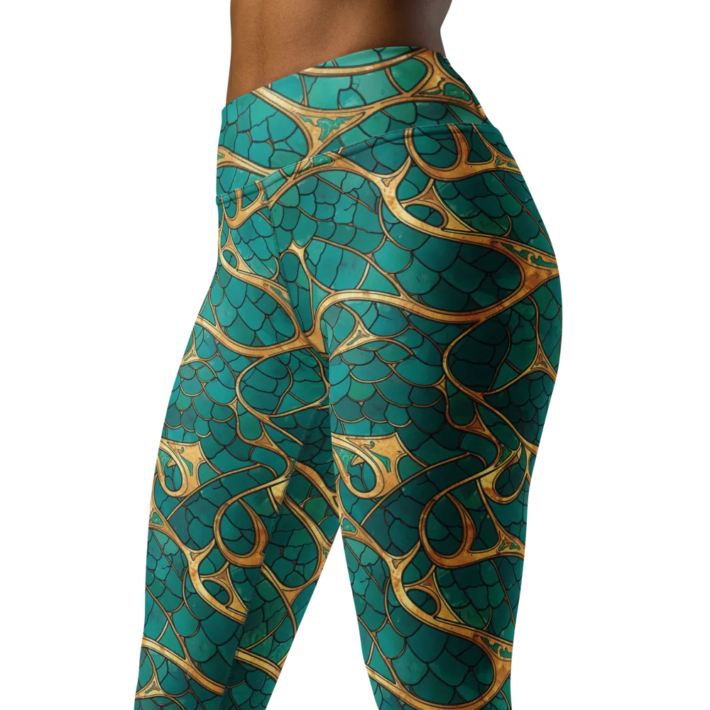 Mermaid Trellis on Yoga Leggings — Left Front