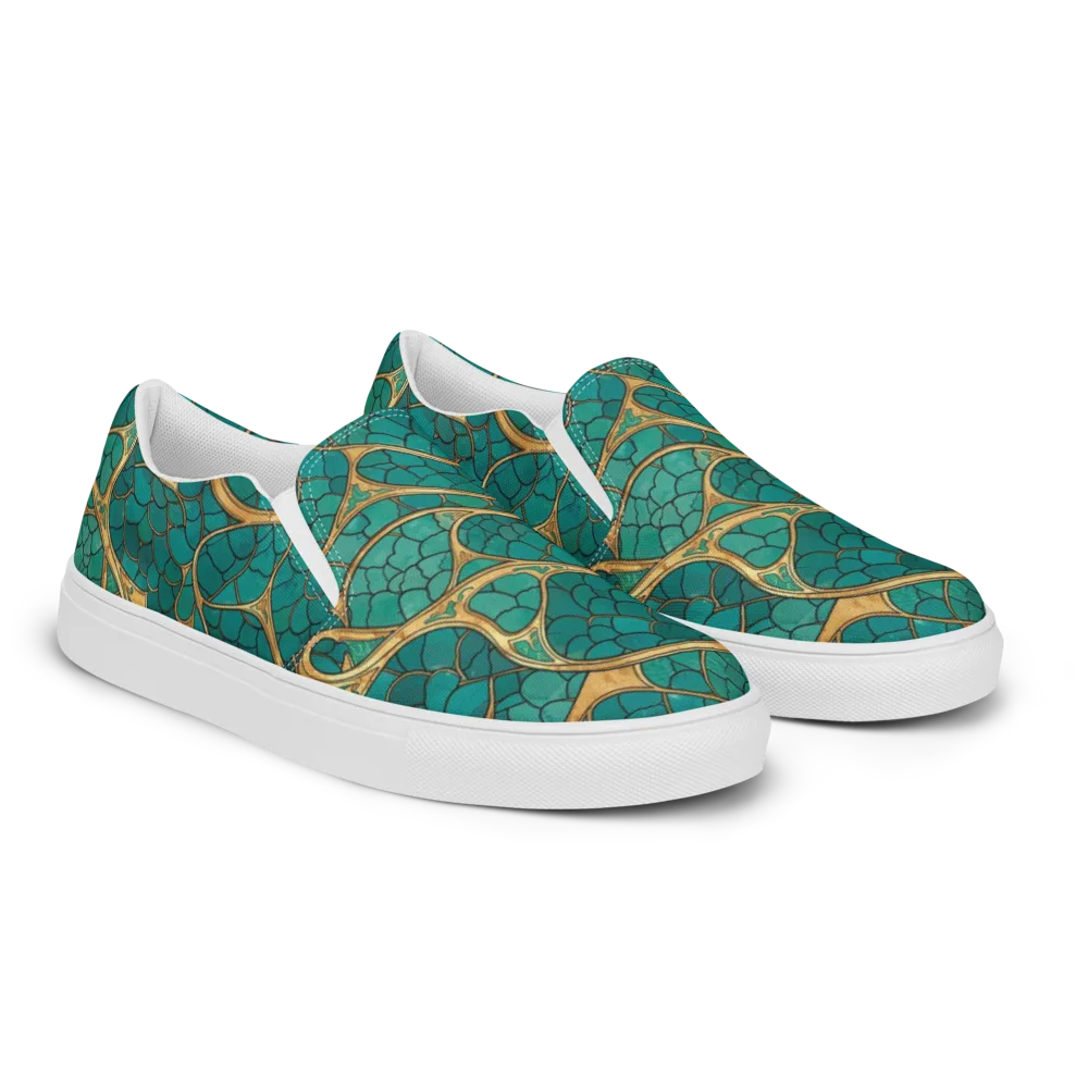 Mermaid Trellis on Men's Slip-On Canvas Shoes — Right Front