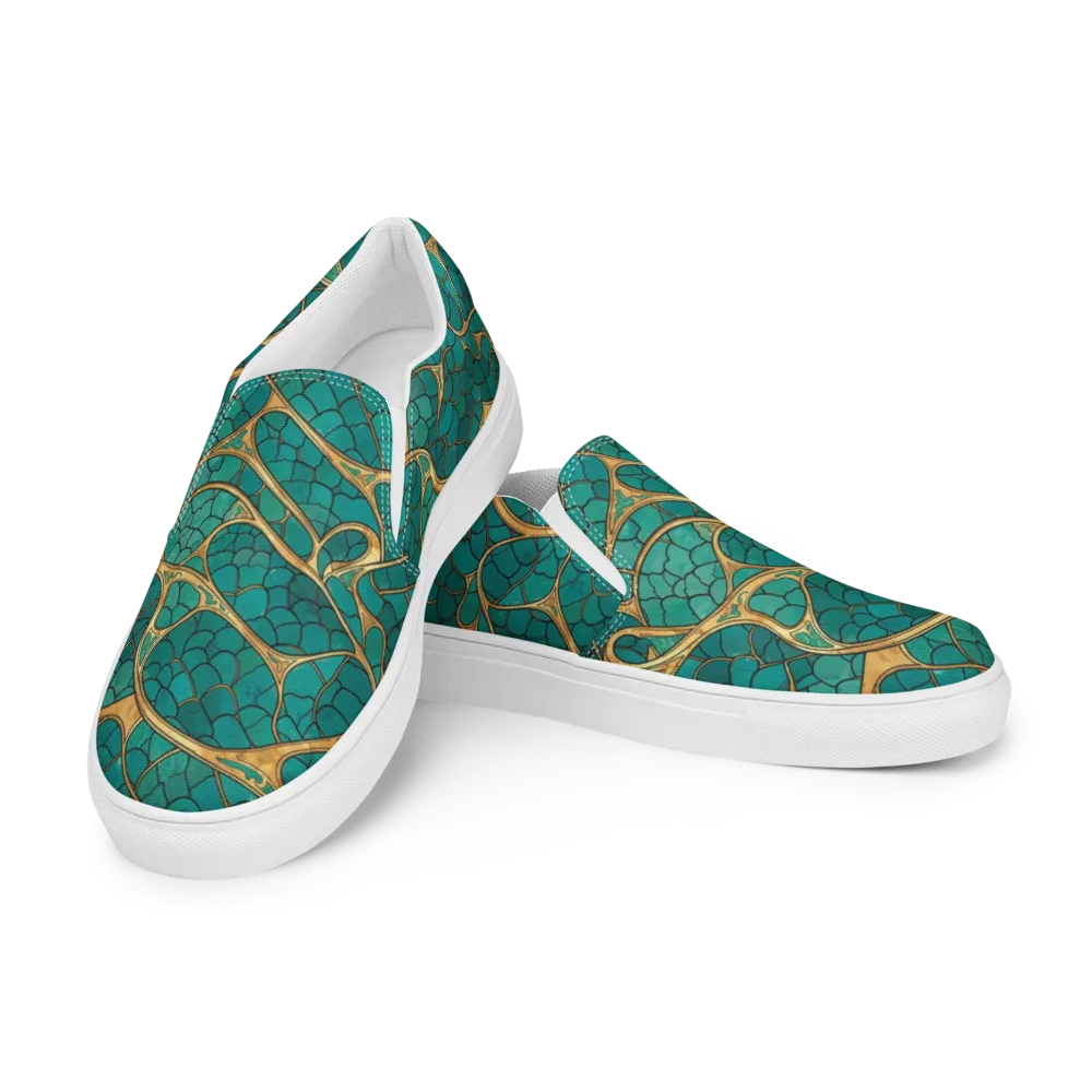 Mermaid Trellis on Men's Slip-On Canvas Shoes — Left Front