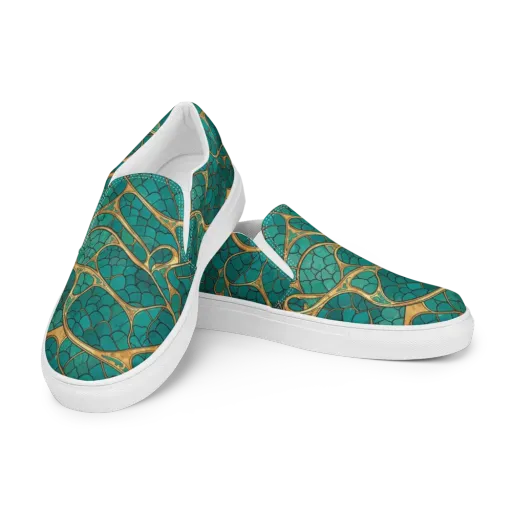 Mermaid Trellis on a Men's Slip-On Canvas Shoes